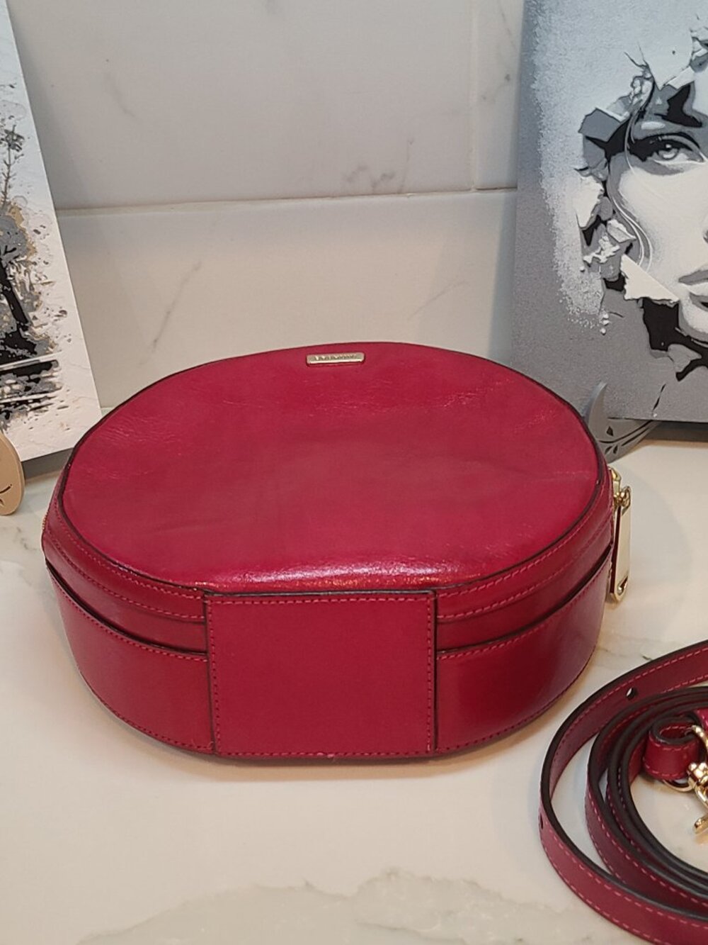 Brahmin Lane Fuchsia Raspberry Melbourne Leather Crossbody Bag EUC - Picture 5 of 9